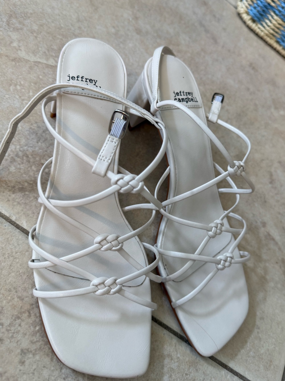 Jeffrey Campbell White Strappy Knotted Heeled Sandals | Size 7.5 - Picture 11 of 11